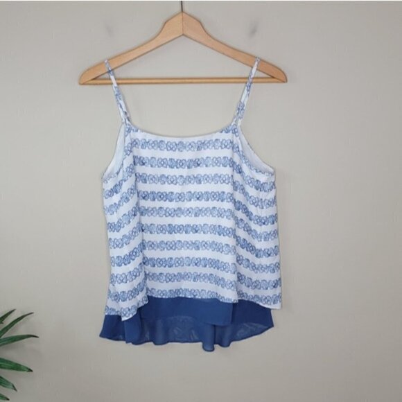 LOFT Factory | Blue Floral Layered Cami Tank Blouse Size Medium Petite - Picture 4 of 5